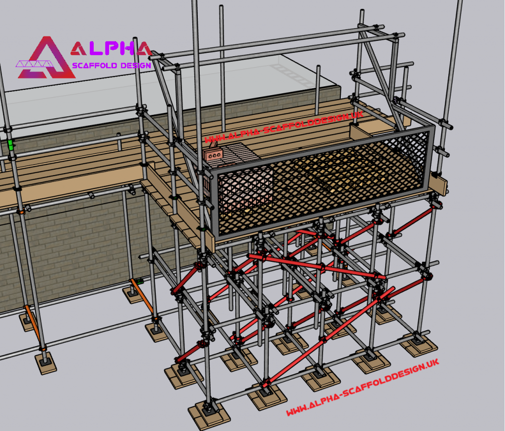 3D model showing a progressive scaffold loading bay
